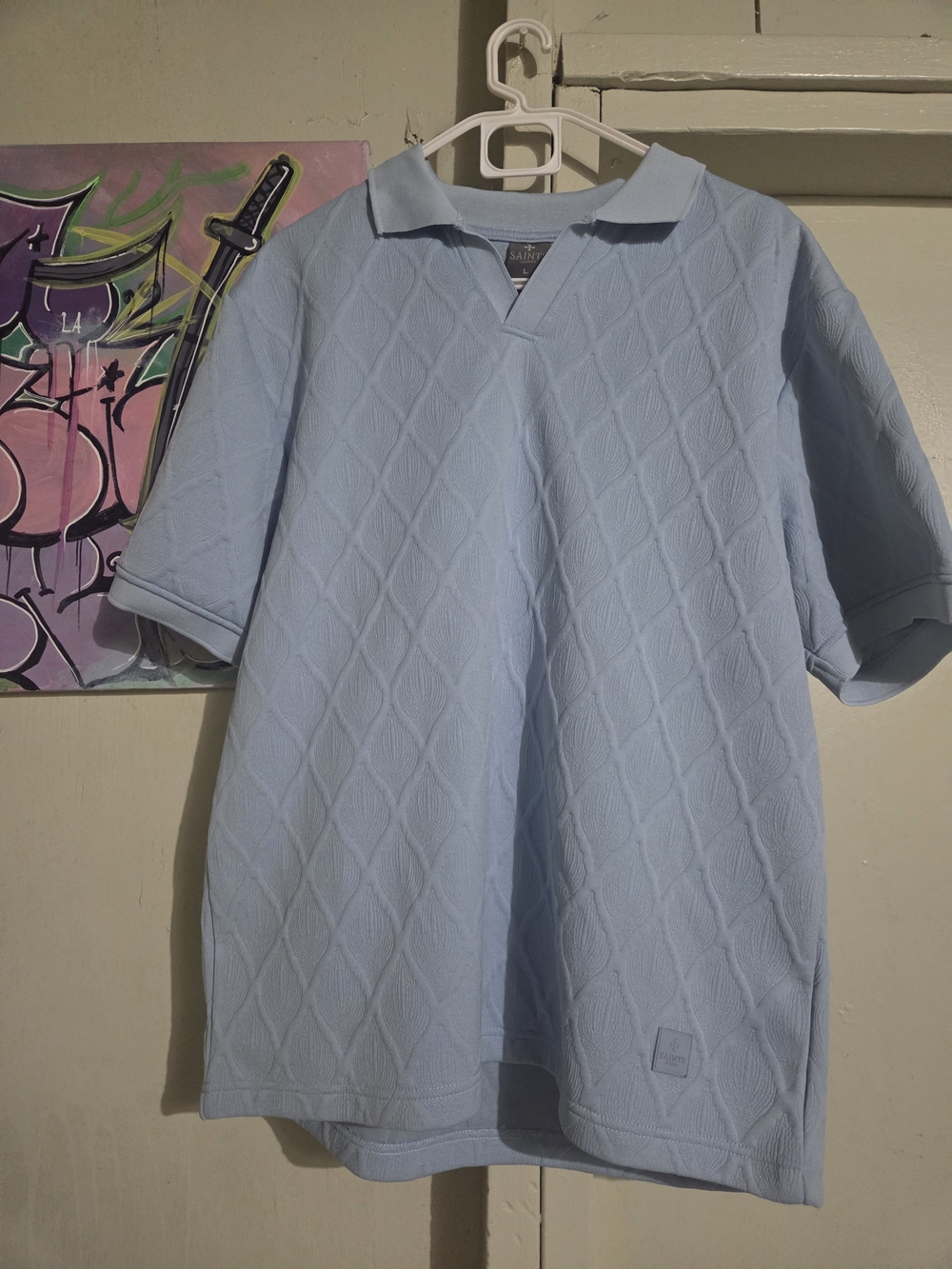 Light Blue Men's Knit Polo Shirt